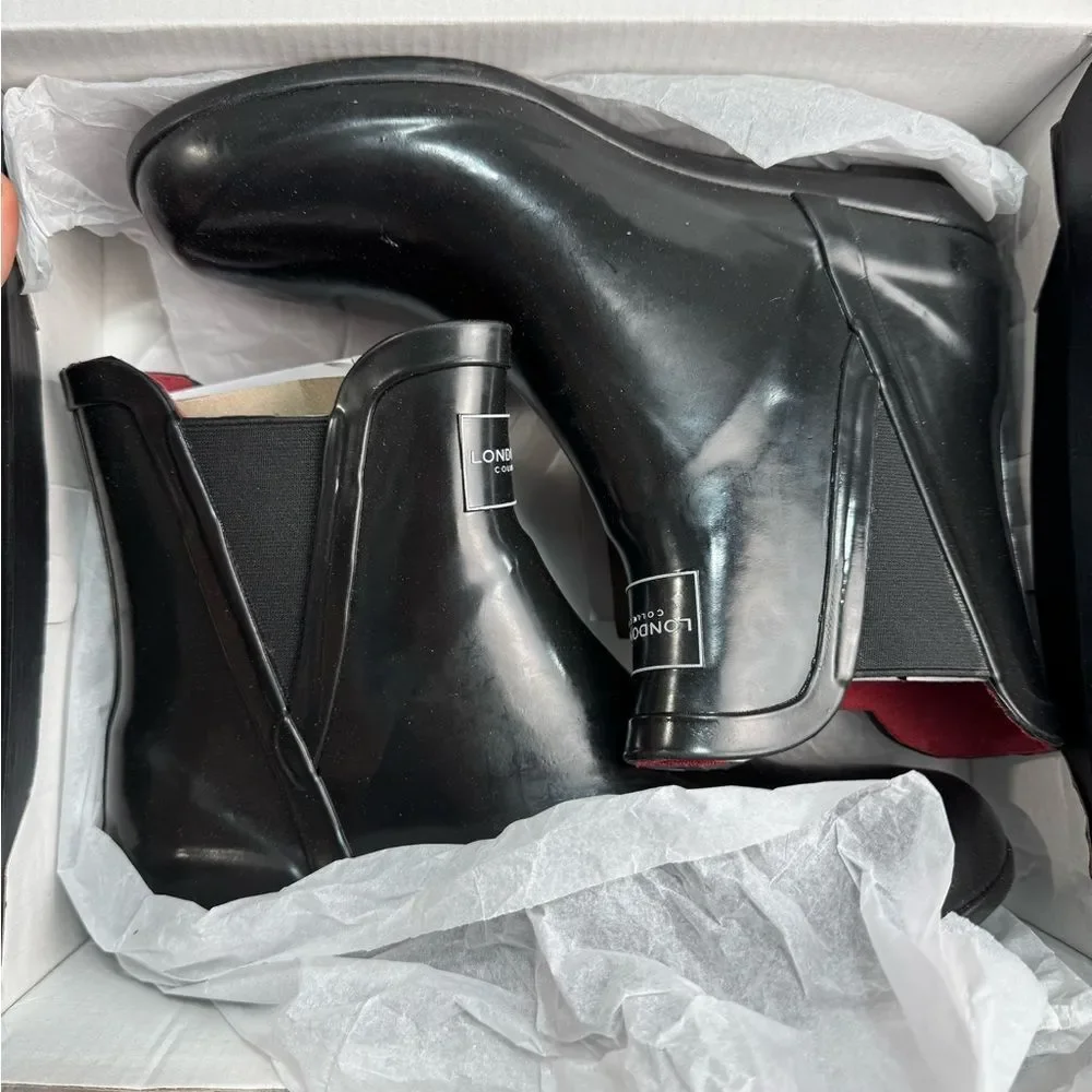 London Fog Rain Boots sz 8 Waterproof Rubber NEW #K115